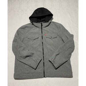 Levi's Men's Softshell Hooded Jacket Full Zip Size XXL Gray